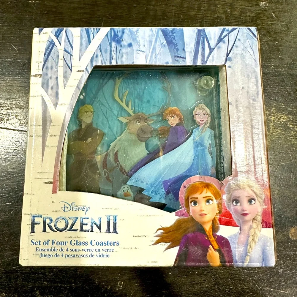 Disney Frozen 2 Stacking Glass Coaster Set Of 4 - Picture 1 of 4